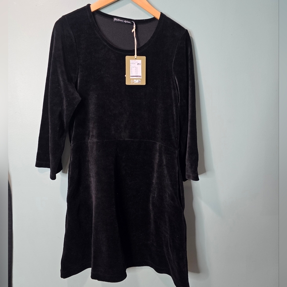 Gudrun Sjoden Black Velvet Velour Tunic Dress Size S/M NWT - Picture 2 of 8